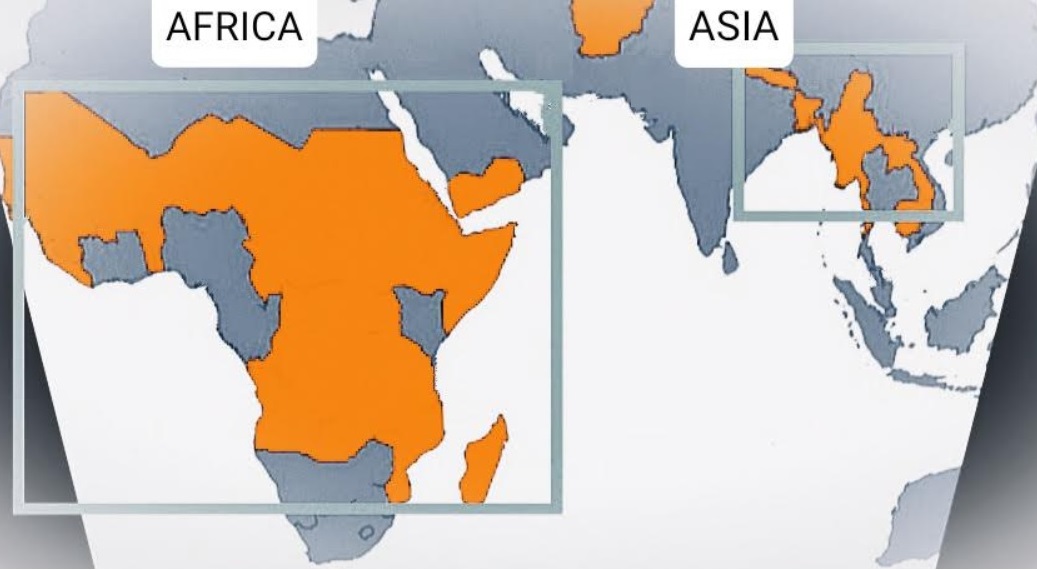 Countries and regions that suffer from poverty.